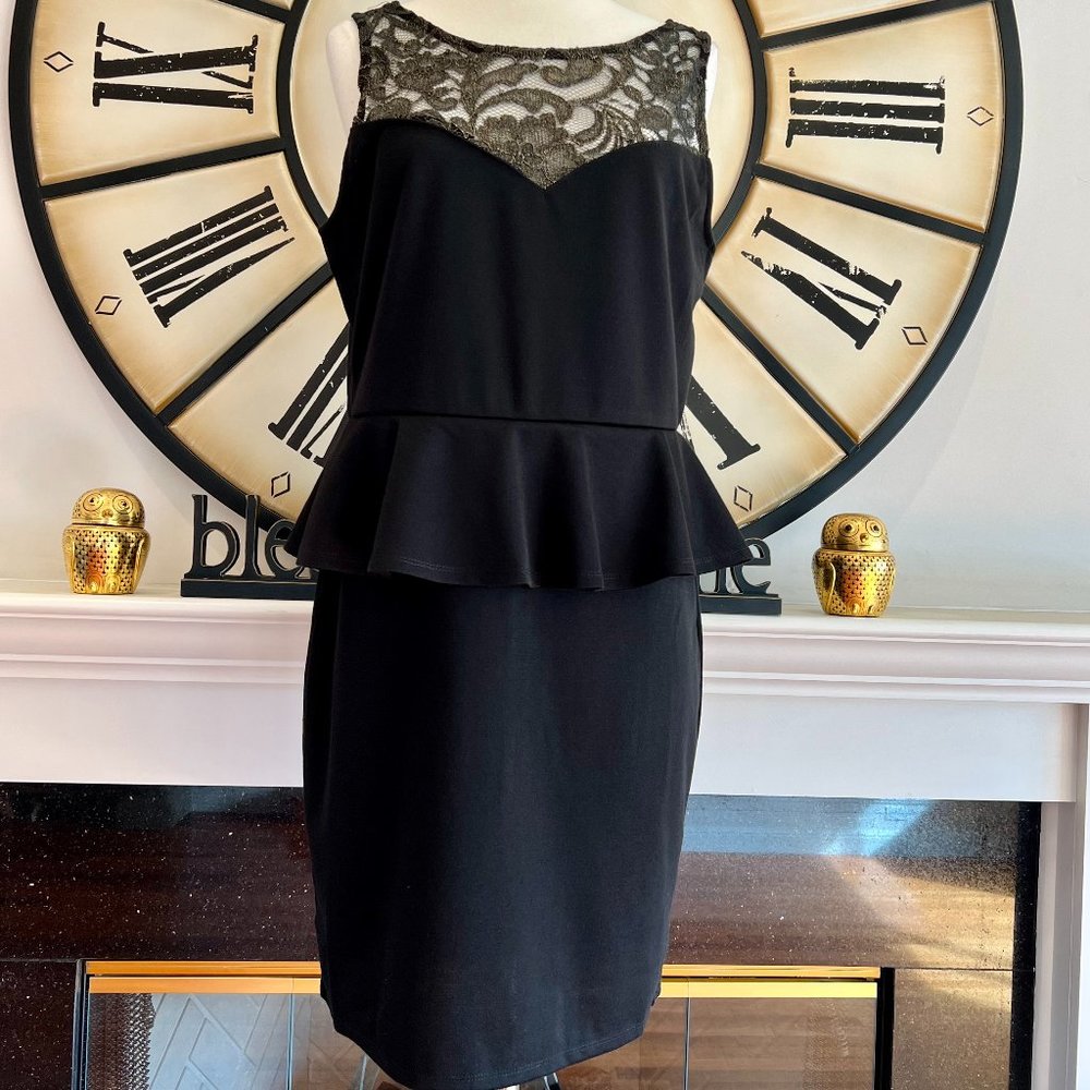 Plus Size Peplum & Lace Little Black Dress